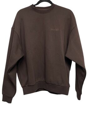 YoungLA Brown Crewneck Fleece Lined Sweatshirt Size Small